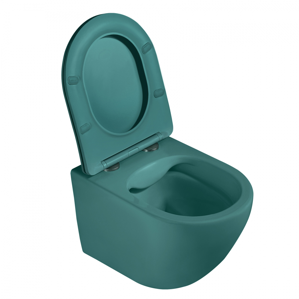 Унитаз Abber Bequem AC1101MBG подвесной темно-зеленый матовый, безободковый