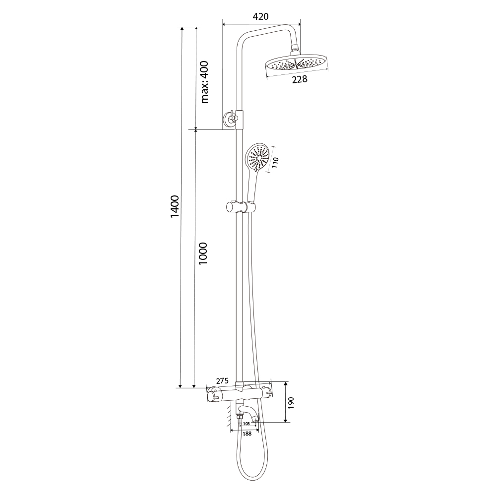 Душевая система Olive's Termo 34511TM