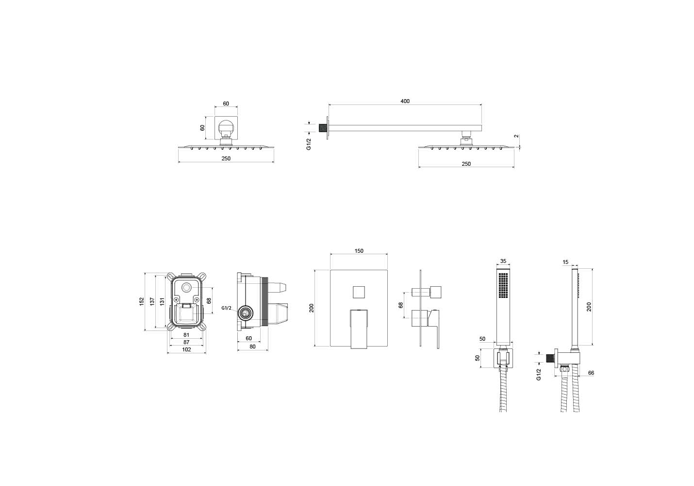 Set 3 в 1 душевой комплект Aquatek Либра AQ1672CR