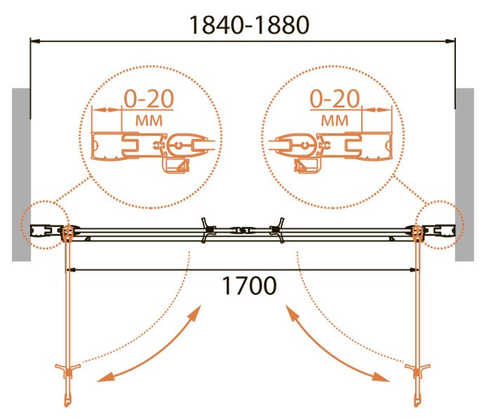 Душевая дверь Cezares RELAX-B-2-180-C-Bi
