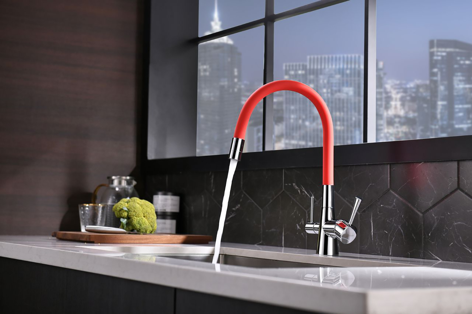 Смеситель Lemark Comfort LM3075C-Red для кухни с подключением к фильтру с питьевой водой