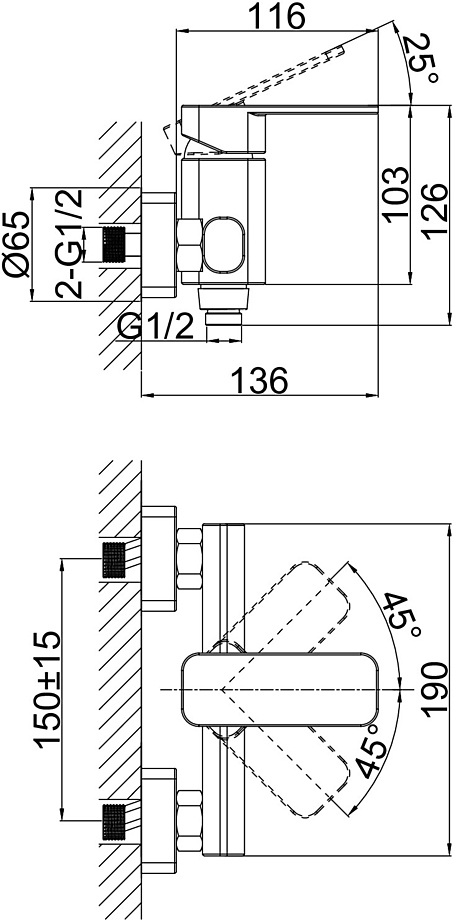 Смеситель для душа D&K Rhein Altportel DA1333101 хром