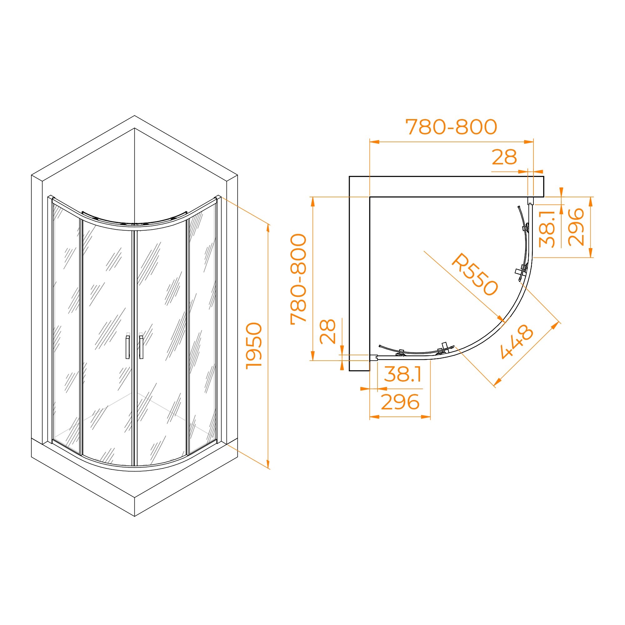 Душевой уголок RGW PA-52B 80х80