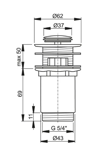 Донный клапан для раковины AlcaPlast A391