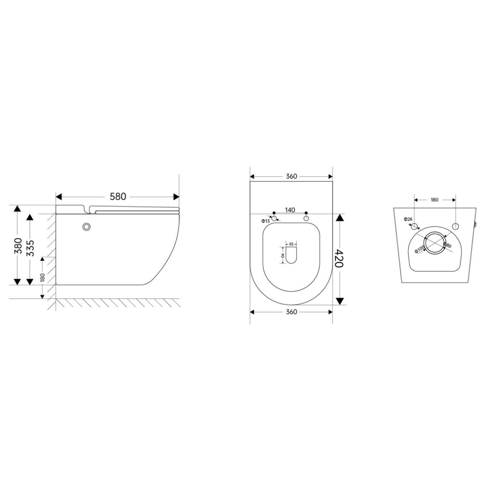 Унитаз Abber Bequem AC1108PMB подвесной черный матовый с импульсным смывом