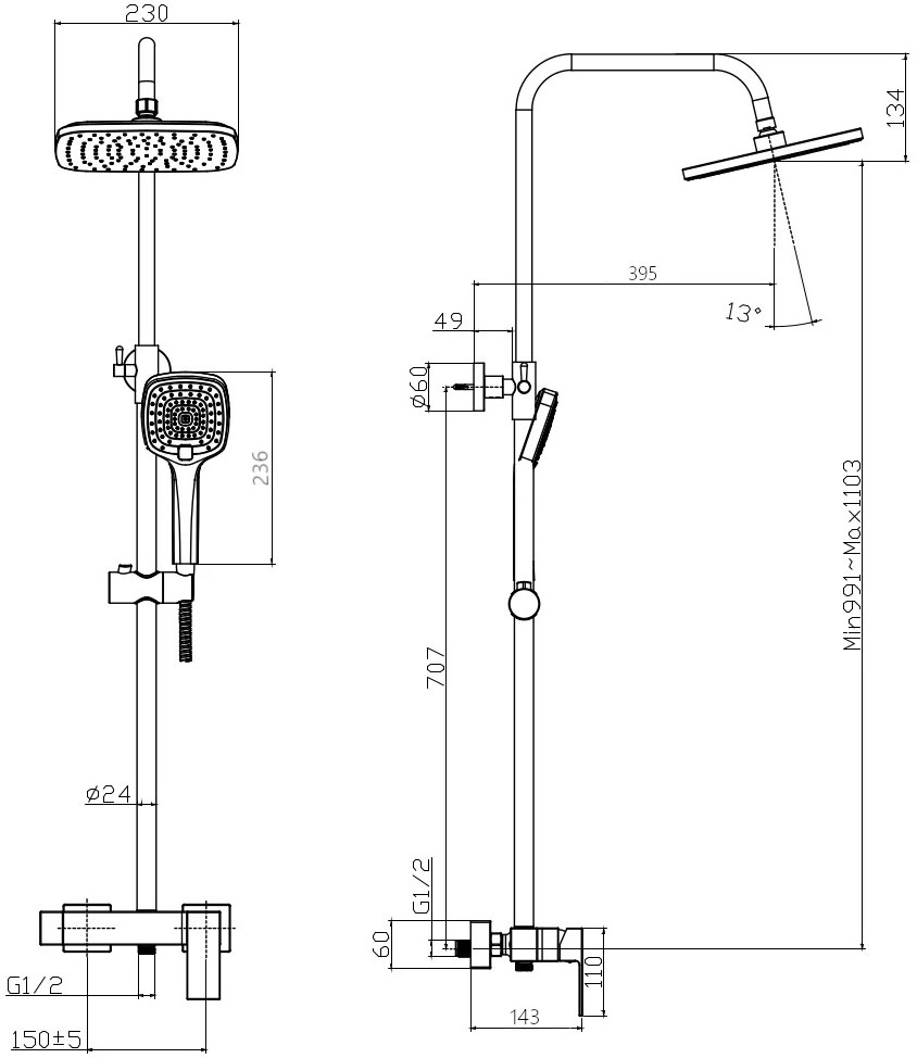 Душевая стойка Rush Thira TR3635-40