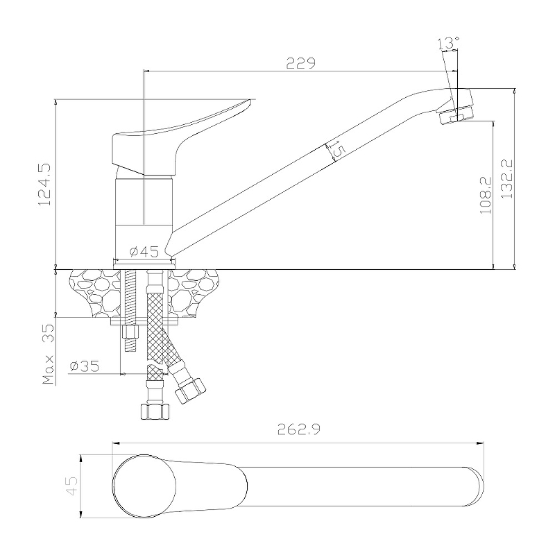 Смеситель для кухни Olive's Arriba 09400AR