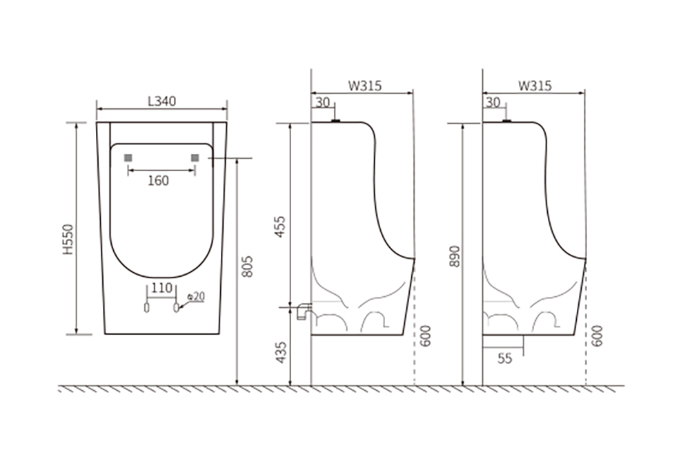 Писсуар в комплекте со смывным механизмом AQ3040-F-00