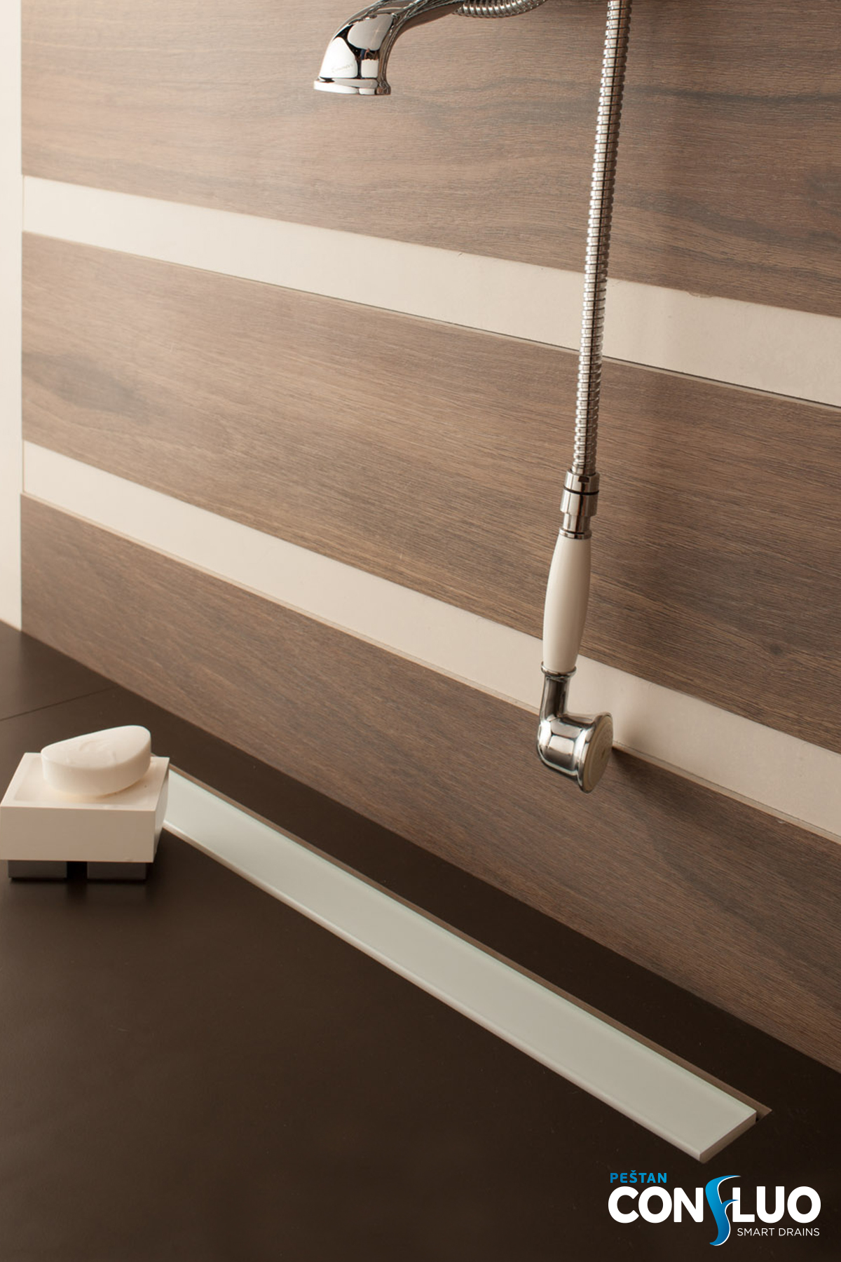 Frameless line 850 White Glass линейный трап PESTAN 