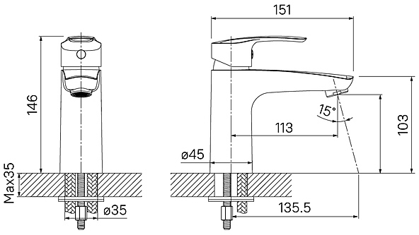Смеситель для раковины Iddis Ray RAYSB00i01