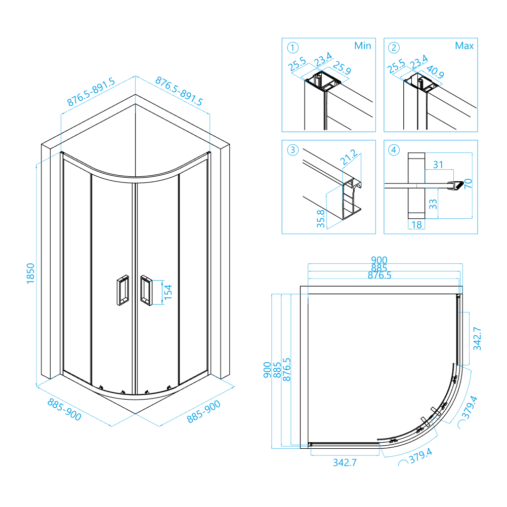 Душевой уголок RGW CL-54 90х90