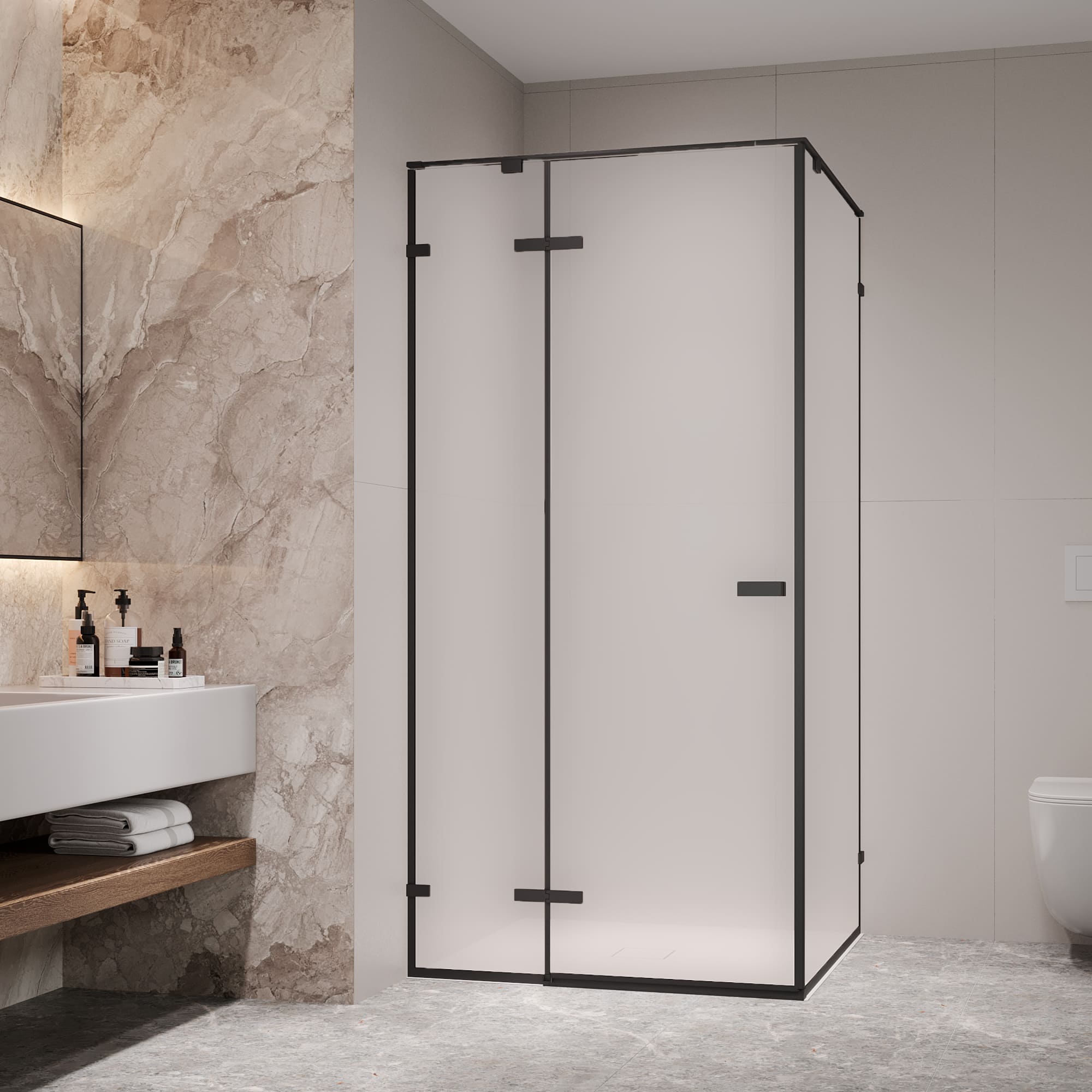 Душевой уголок RGW SV-030B 100х100 с распашной дверью матовое