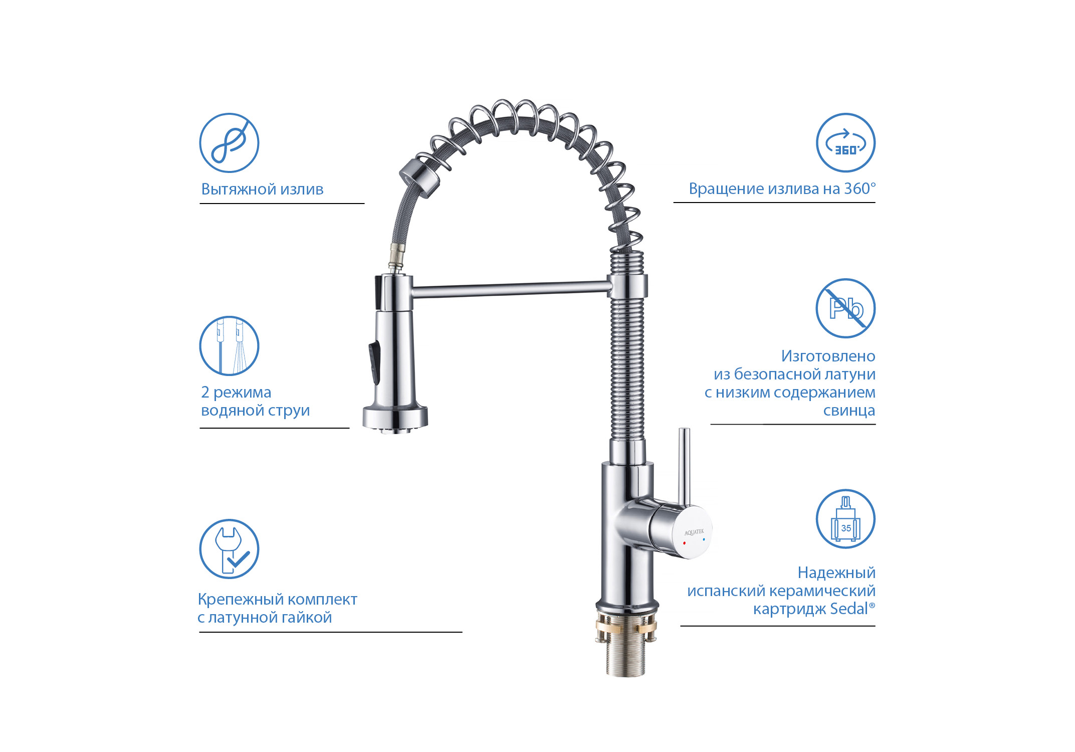 Смеситель Aquatek Европа AQ1387CR для кухни