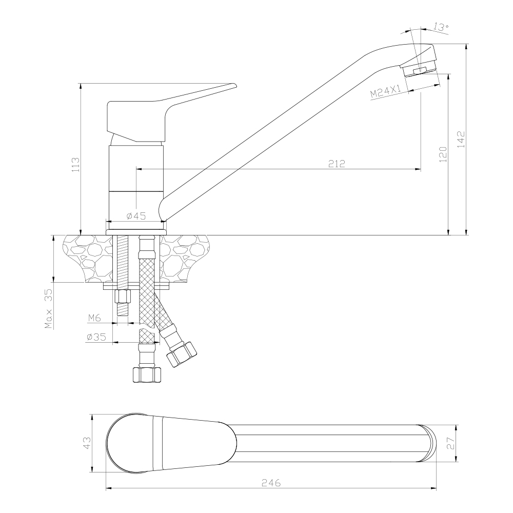 Смеситель для кухни Olive's NEVADA 03400NV