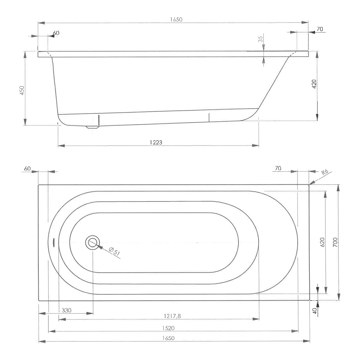 Акриловая ванна VAGNERPLAST Kasandra VPBA165KAS2X-04 165х70