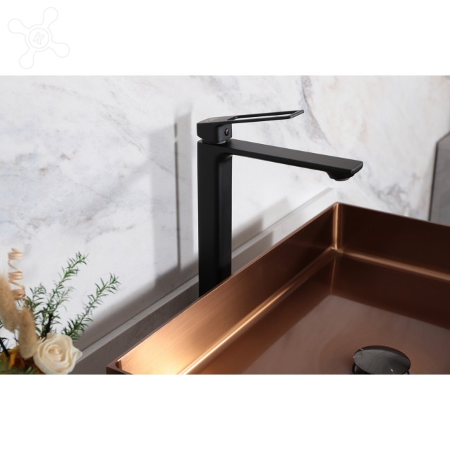Смеситель GID Niagara L057-BM-D для раковины высокий, черный матовый