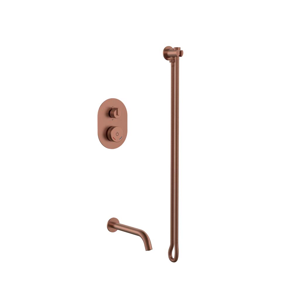 Смеситель встроенный + излив + держатель лейки + шланг Boheme TECH Brushed Bronze 154-BRB