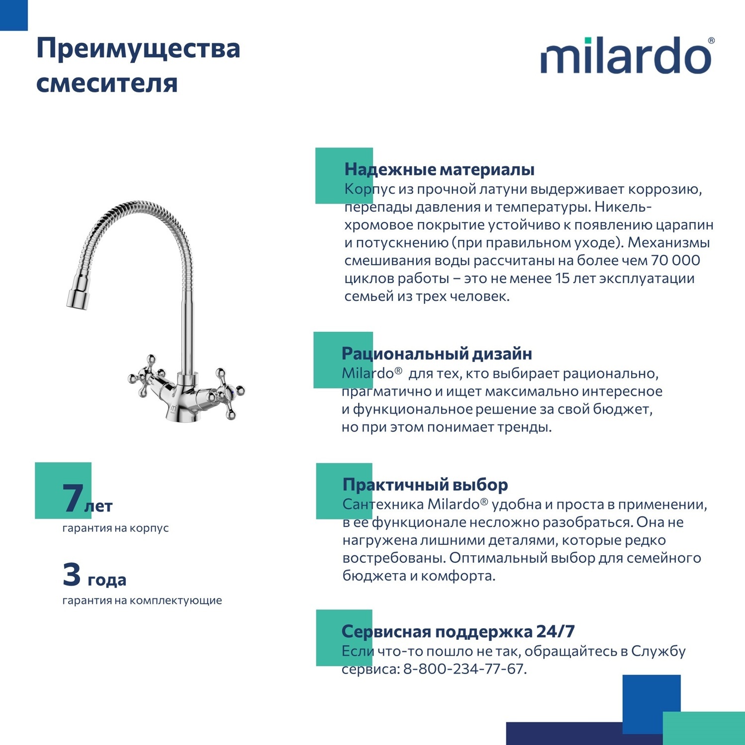 Смеситель для кухни Milardo Duplex DUPSB0FM05