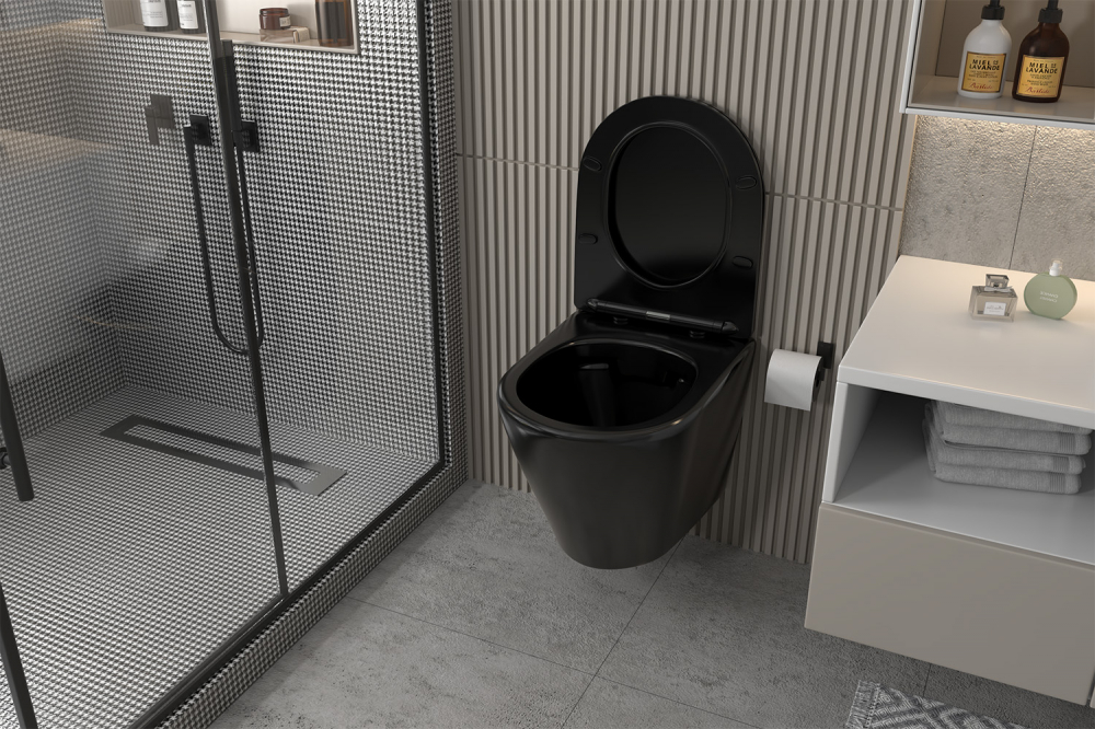 Унитаз Abber Bequem AC1102MB подвесной черный матовый, безободковый