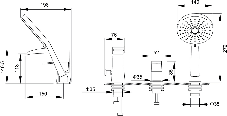 Смеситель на борт ванны Timo Lumi 4210/00Y