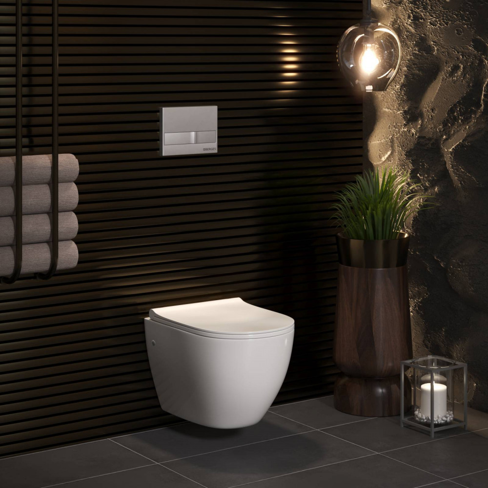 Унитаз подвесной Berges Okus 082127 безободковый, белый