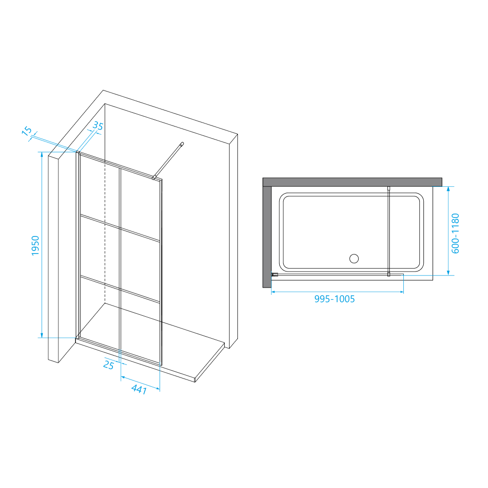 Перегородка для душа RGW WA-111B 100х195