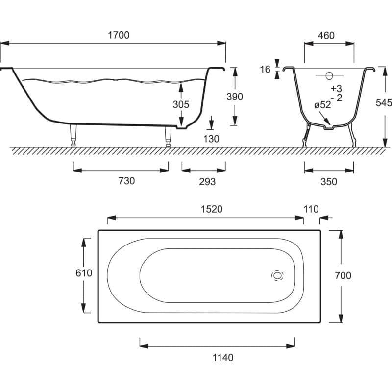 Чугунная ванна Jacob Delafon Soissons 170x70