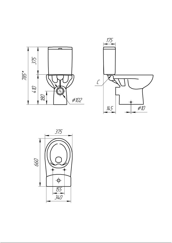 Унитаз-компакт Cersanit Nature Clean On 011 3/5 DPL EO