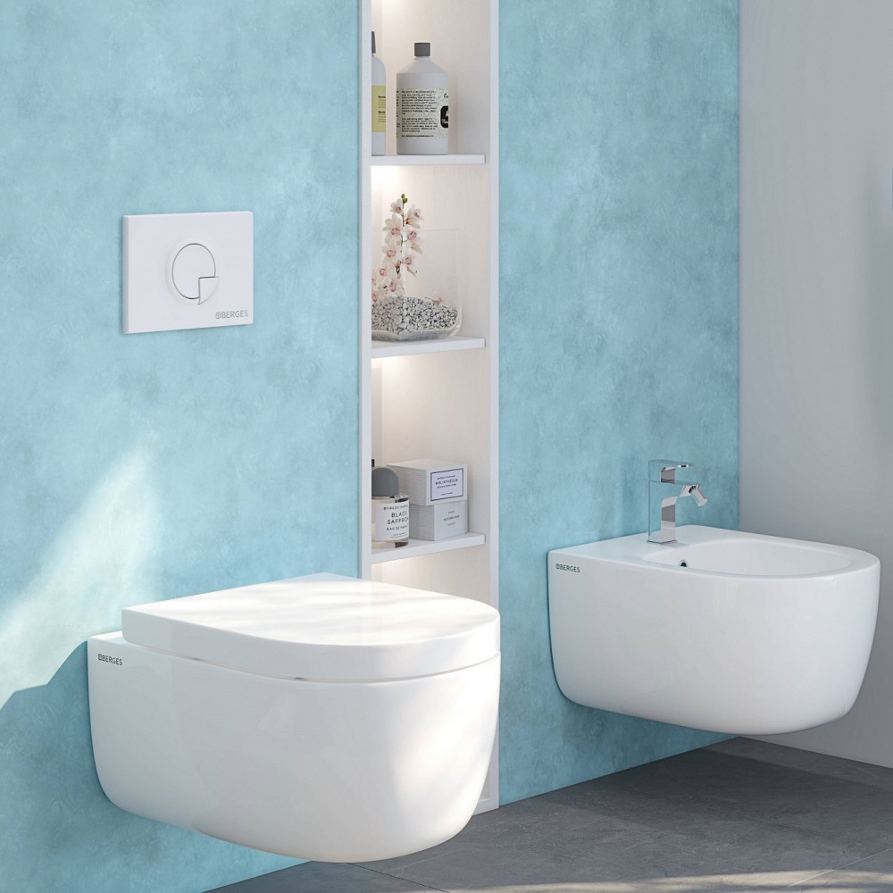 Унитаз подвесной Berges EGO Rimless 082122 безободковый, белый