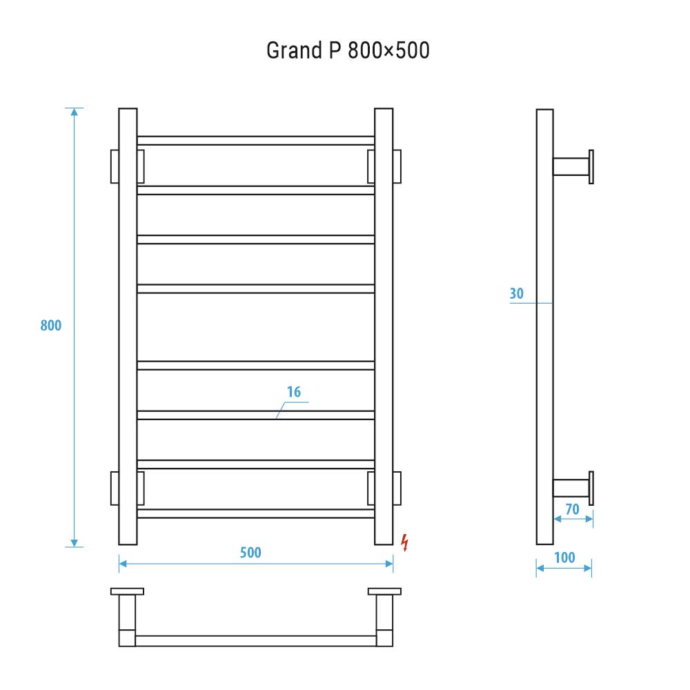Электрический полотенцесушитель Energy Grand P 800x500