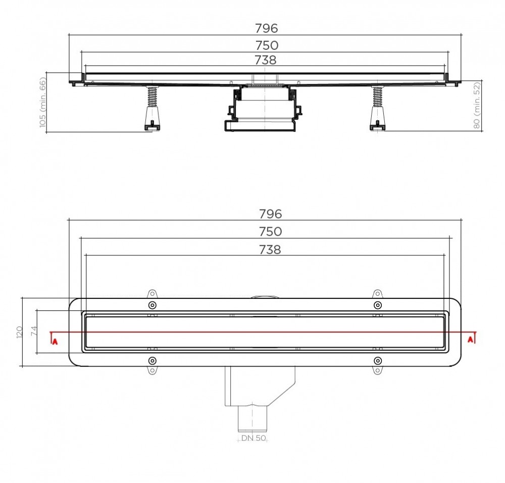 Душевой лоток Pestan Betto Line 750