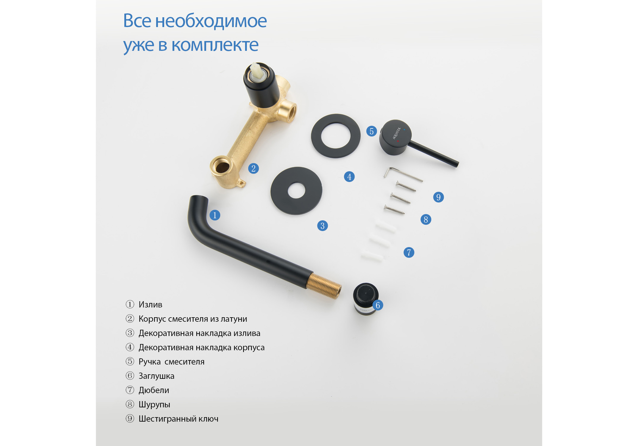 Смеситель Aquatek Европа AQ1313MB для раковины настенный
