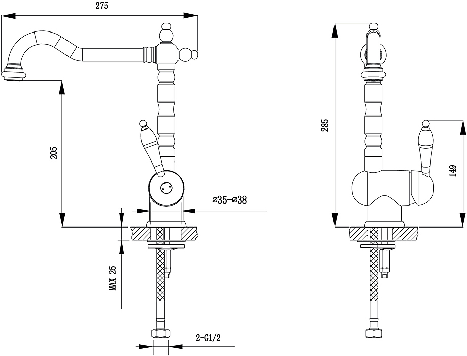 Смеситель для кухни Timo Morea 2406F chrome