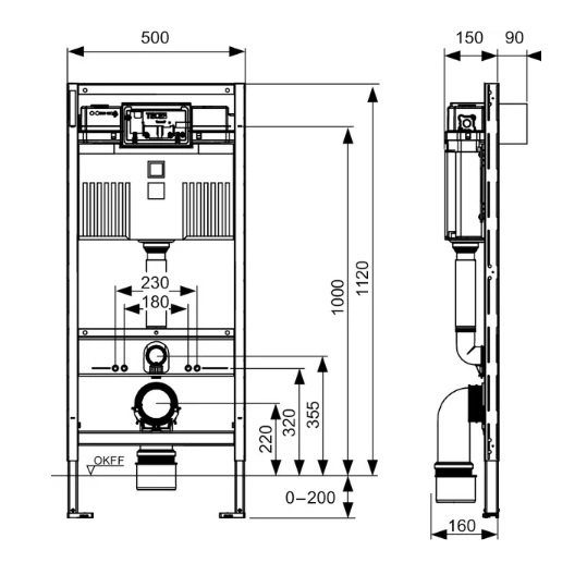 Система инсталляции для унитазов TECE TECEprofil Uni 2.0 9300302