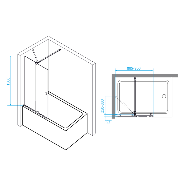 Шторка на ванну RGW SC-46 90х150