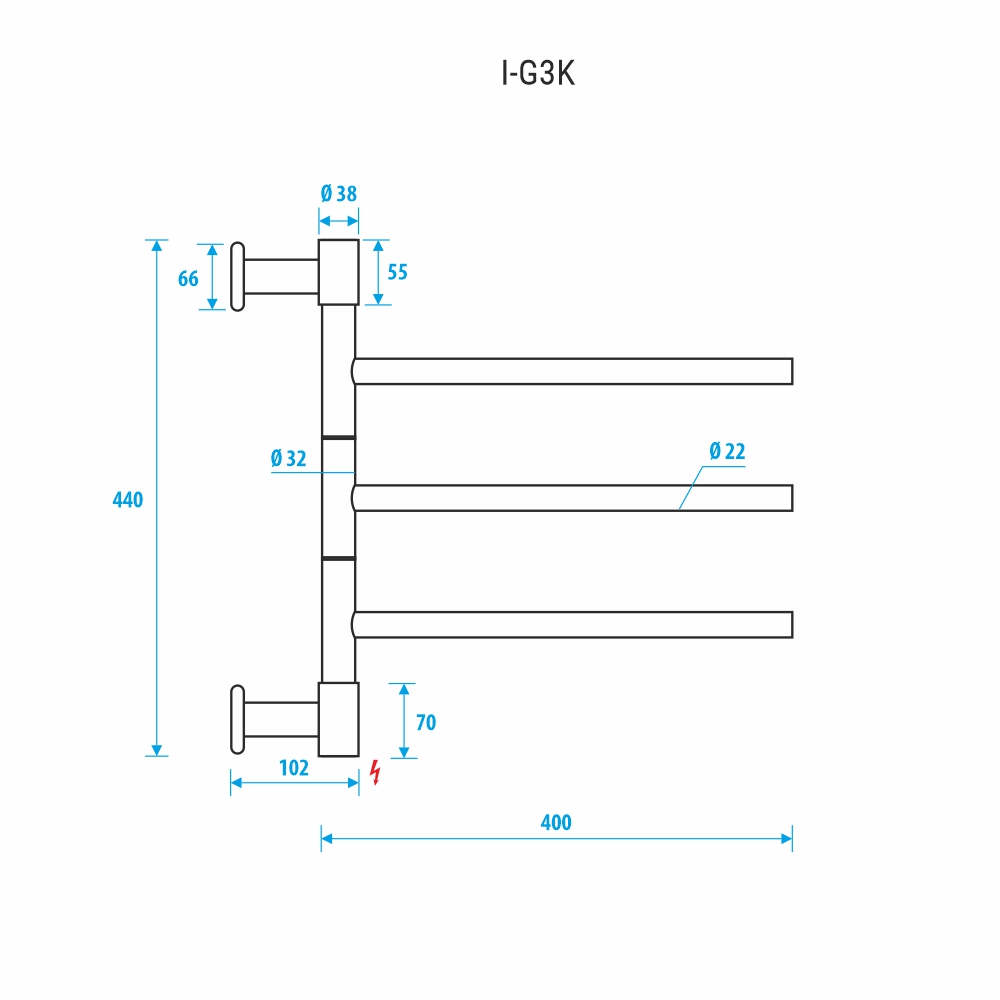 Электрический полотенцесушитель Energy I chrome G3K RAL 9005 (черный матовый)